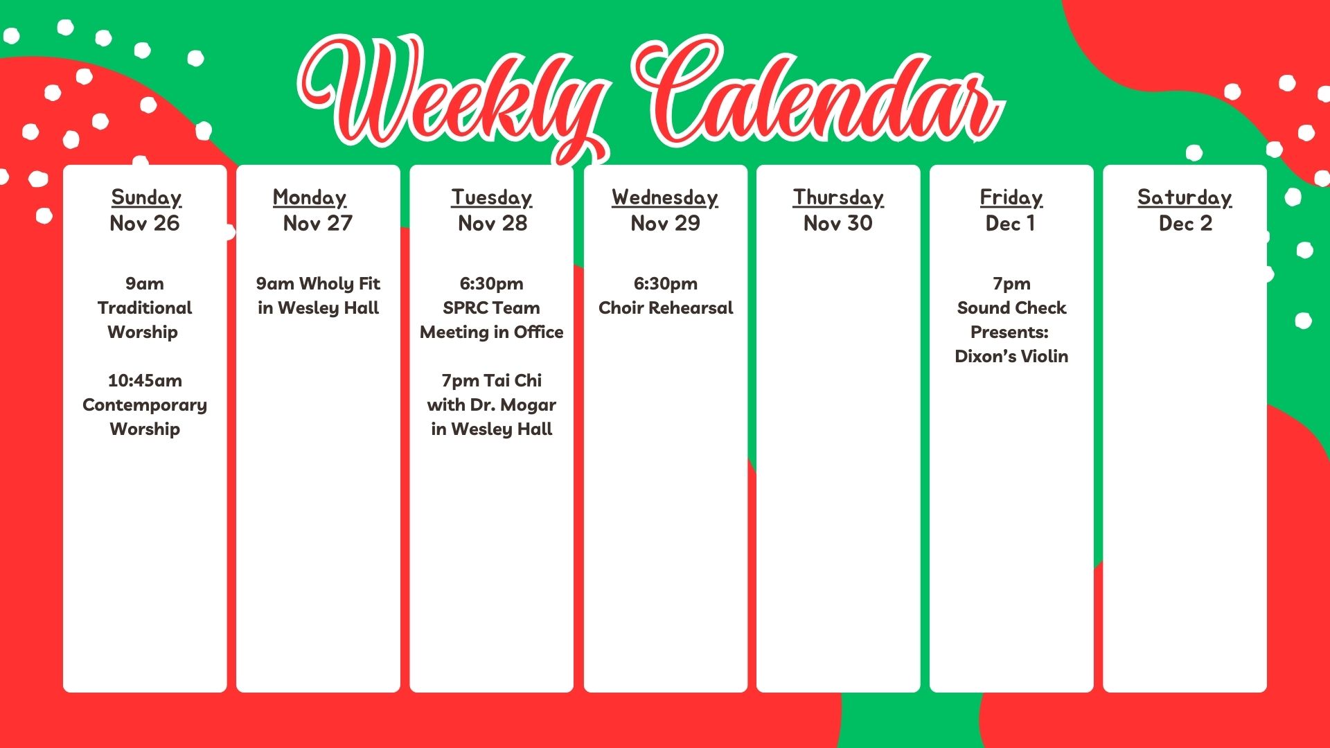 Nov 26 to Dec 2